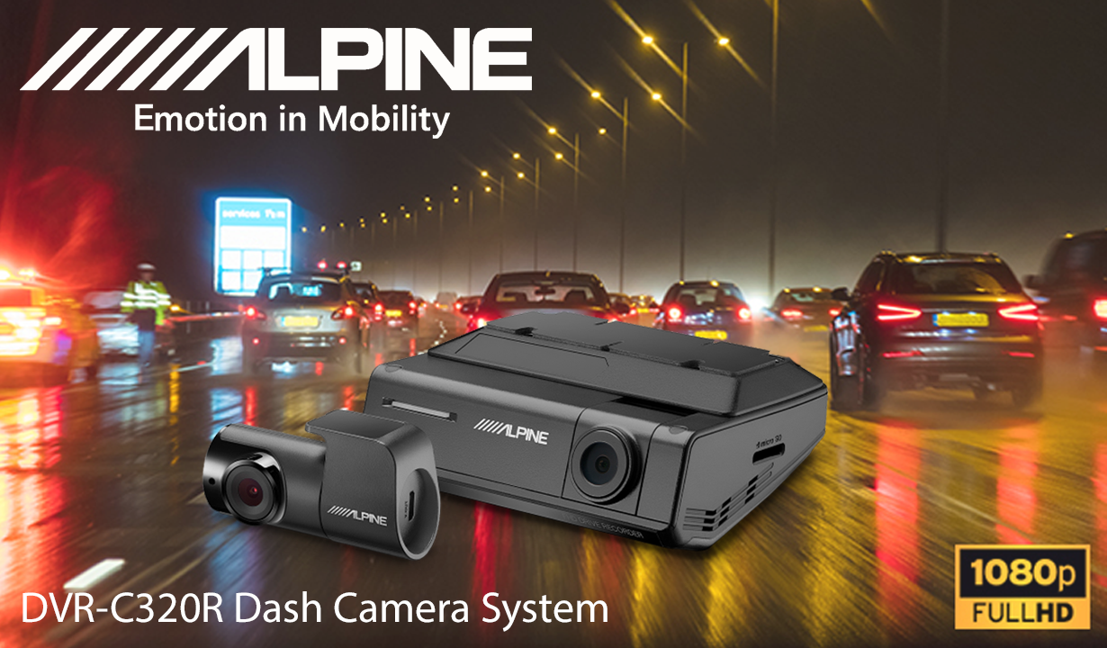 Alpine DVR-C320R HD dash cam with Wi-Fi and included rear-view cam